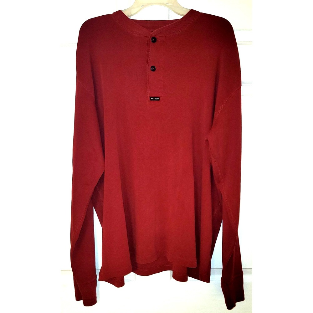 Vintage Ralph Lauren Polo Sport Henley Shirt Sz X-Large‎ Mens Red 90s Y2K